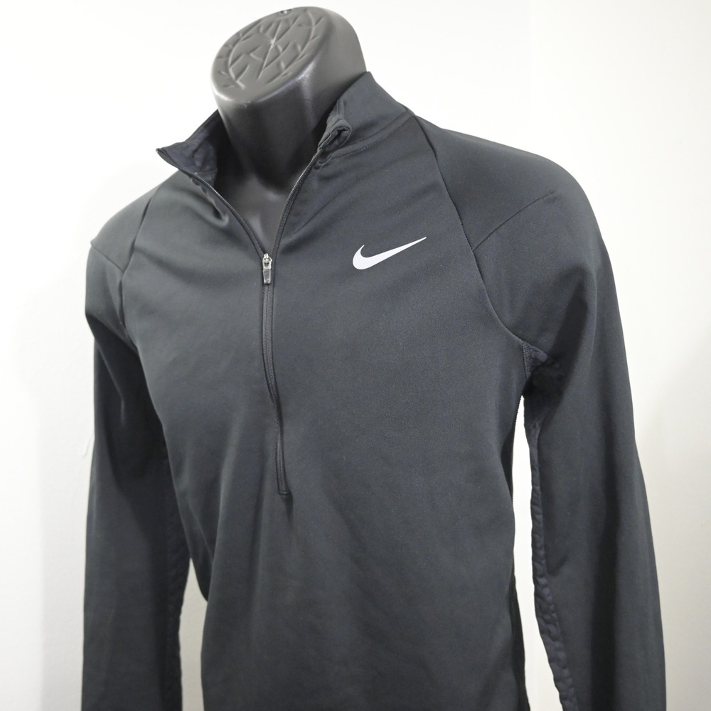 Nike Running Division Therma-FIT Men M Black 1/4 Zip Pullover Reflective